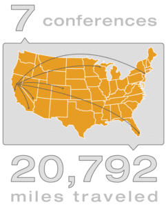 7 Conferences / 20,792 Miles Traveled